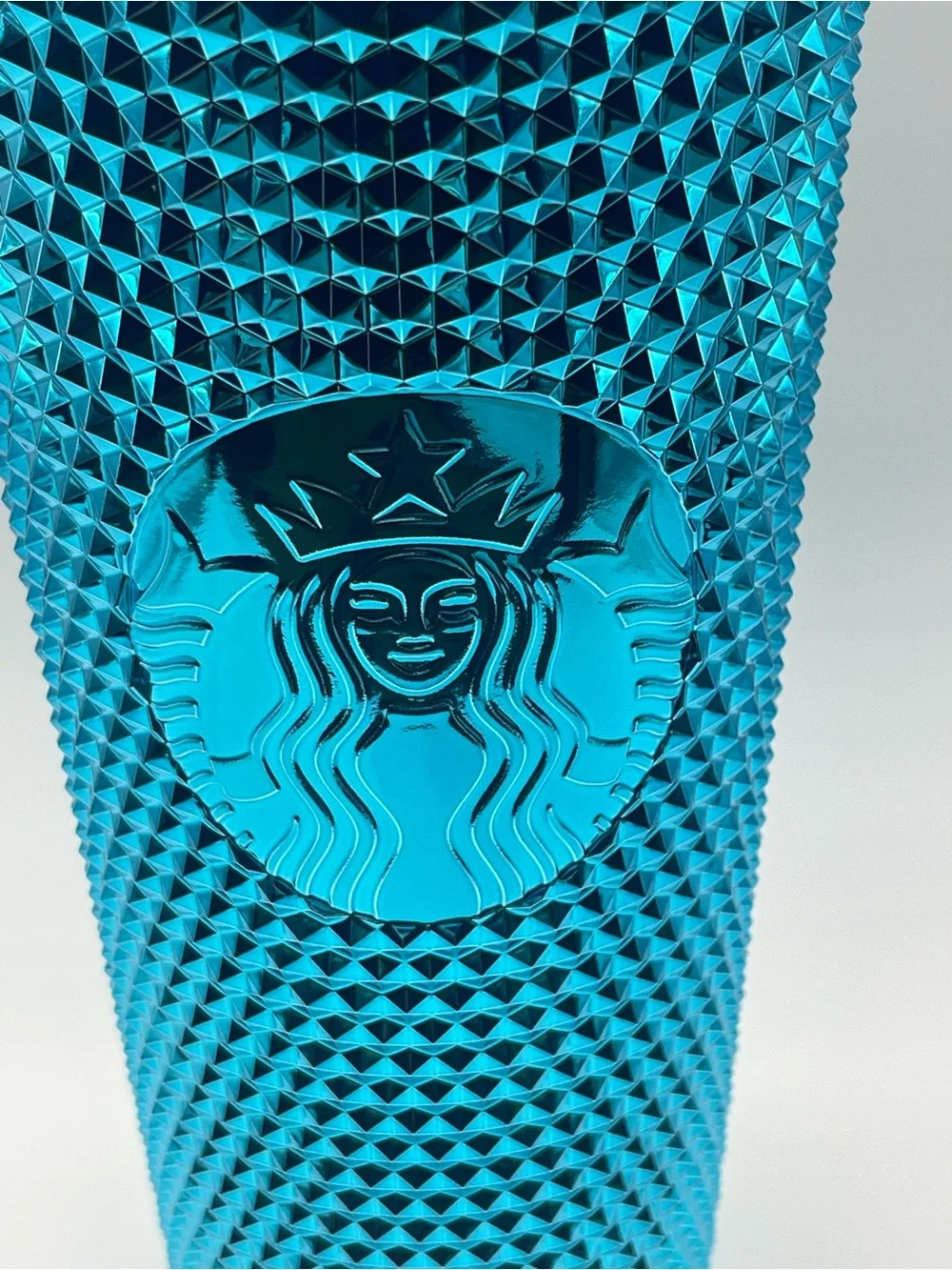 Starbucks Metallic Teal Blue Diamond  Studded Tumbler with Straw 24oz